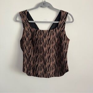 Vintage Y2K Lace Up Animal Print Sleeveless Top Bee Collection Size 40 Glam Y2K
